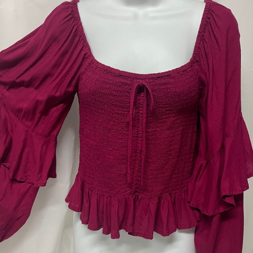Billa 77  Smocked Crop Top off shoulders or On Flowing Double Bell sleeves India - Picture 4 of 8